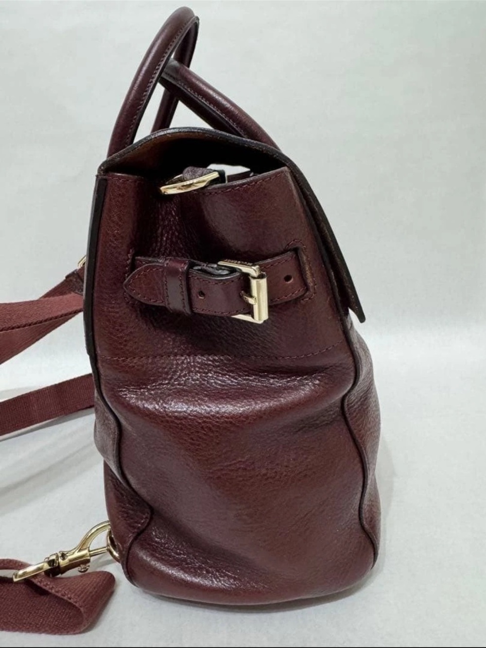 Mulberry Burgundy Leather Top-Handle Briefcase with Gold Hardware - Picture 5 of 11